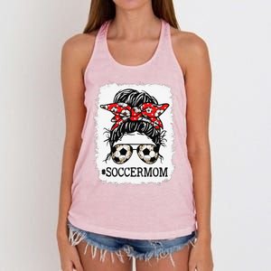 Bleached Soccer Mom Messy Bun Women Player Mom Mothers Day Women's Knotted Racerback Tank