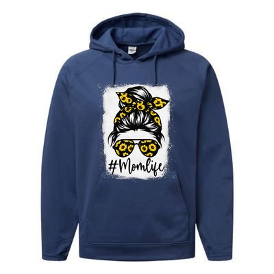 Bleached Sunflower Mom Life Tees For Mother's Day Performance Fleece Hoodie