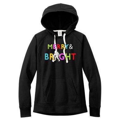 Bigfoot Sasquatch Merry And Bright Christmas Lights Gift Women's Fleece Hoodie