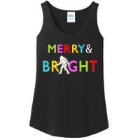 Bigfoot Sasquatch Merry And Bright Christmas Lights Gift Ladies Essential Tank