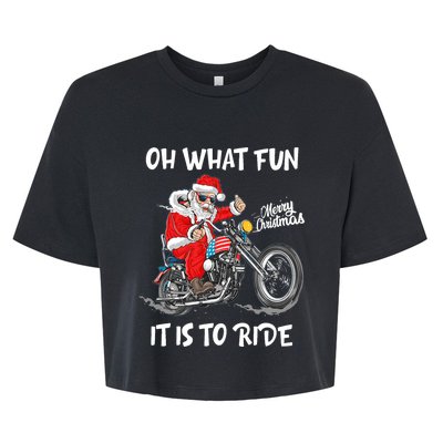 Biker Santa Motorcycle Fan Merry Christmas Xmas Holidays Bella+Canvas Jersey Crop Tee