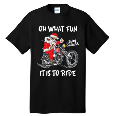 Biker Santa Motorcycle Fan Merry Christmas Xmas Holidays Tall T-Shirt