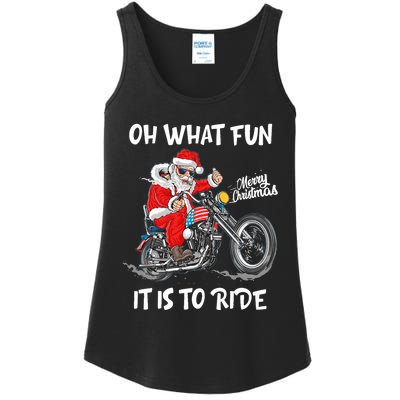 Biker Santa Motorcycle Fan Merry Christmas Xmas Holidays Ladies Essential Tank