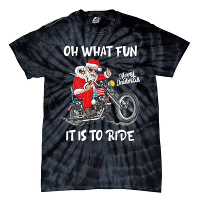 Biker Santa Motorcycle Fan Merry Christmas Xmas Holidays Tie-Dye T-Shirt