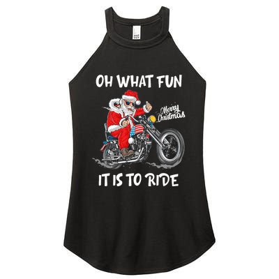 Biker Santa Motorcycle Fan Merry Christmas Xmas Holidays Women's Perfect Tri Rocker Tank