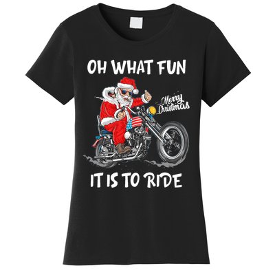 Biker Santa Motorcycle Fan Merry Christmas Xmas Holidays Women's T-Shirt