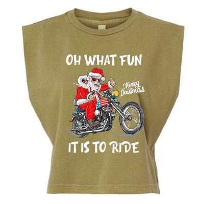 Biker Santa Motorcycle Fan Merry Christmas Xmas Holidays Garment-Dyed Women's Muscle Tee