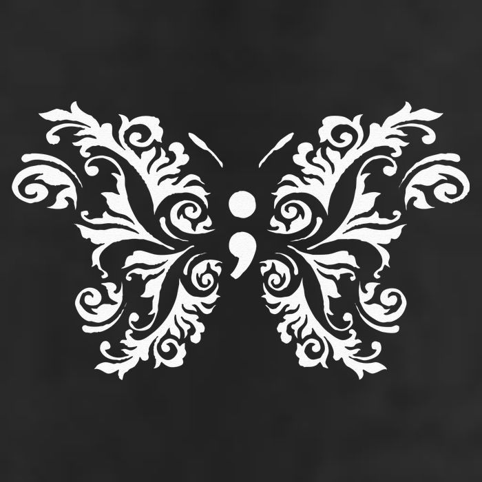 Butterfly Semicolon Mental Health Awareness Warrior Suicide Beanie
