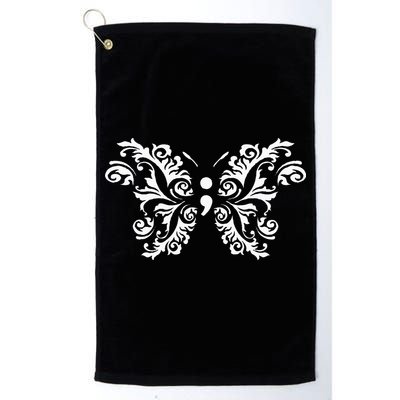 Butterfly Semicolon Mental Health Awareness Warrior Suicide Golf Towel