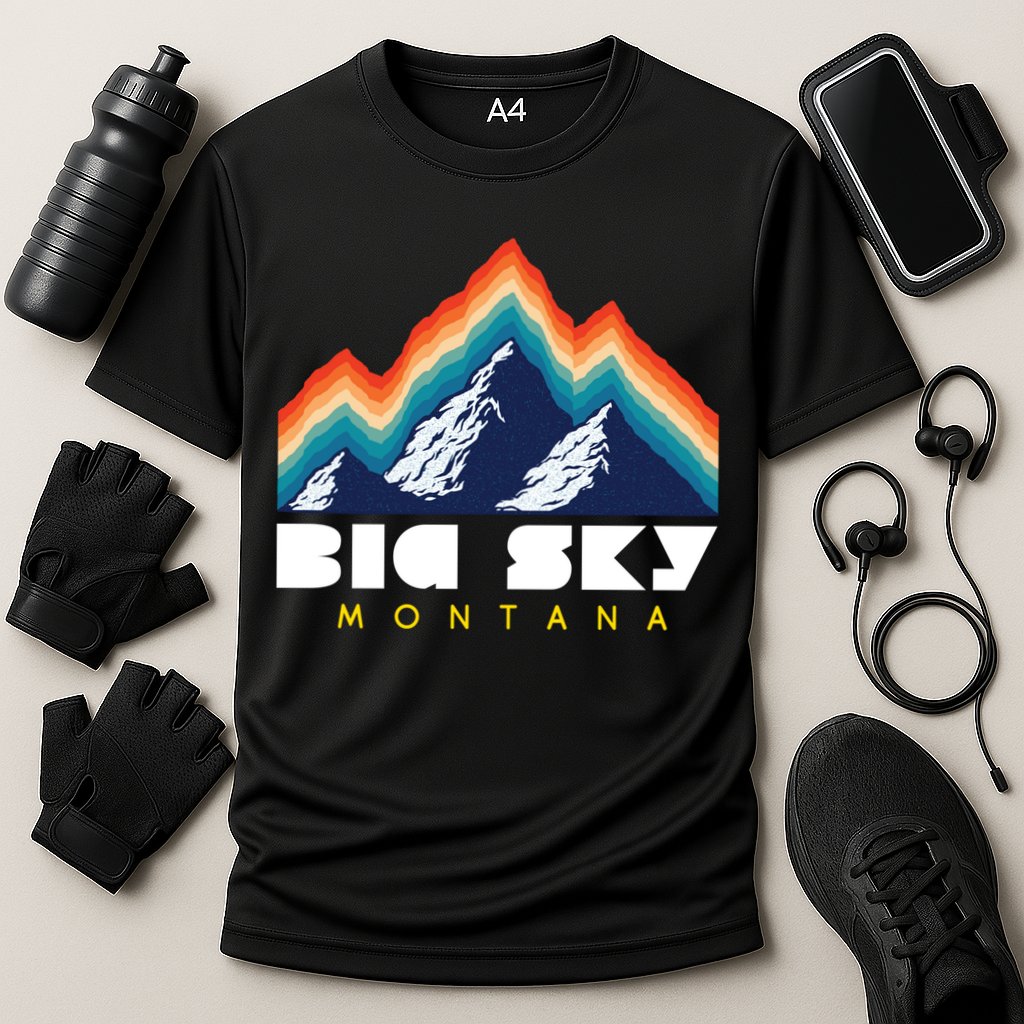 Big Sky Montana Usa Ski Retro Gift Cooling Performance Crew T-Shirt