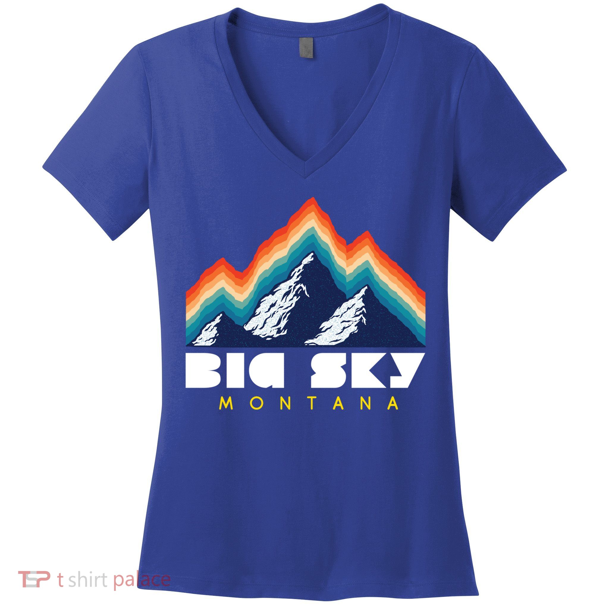 Big Sky Montana Usa Ski Retro Gift Women's V-Neck T-Shirt