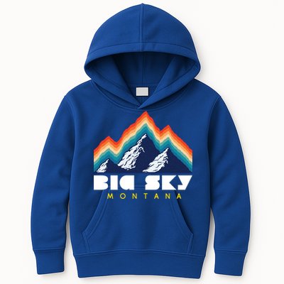 Big Sky Montana Usa Ski Retro Gift Kids Hoodie