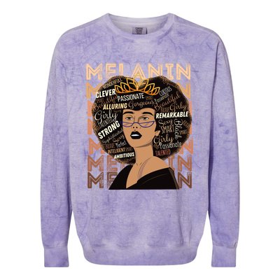 Black Strong Melanin Afro African American Meaningful Gift Colorblast Crewneck Sweatshirt