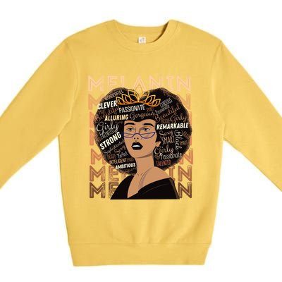 Black Strong Melanin Afro African American Meaningful Gift Premium Crewneck Sweatshirt