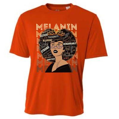 Black Strong Melanin Afro African American Meaningful Gift Cooling Performance Crew T-Shirt