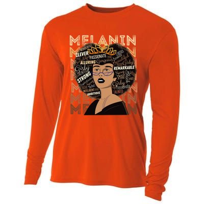 Black Strong Melanin Afro African American Meaningful Gift Cooling Performance Long Sleeve Crew