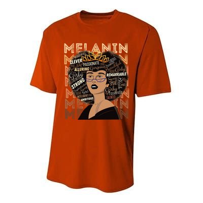 Black Strong Melanin Afro African American Meaningful Gift Performance Sprint T-Shirt