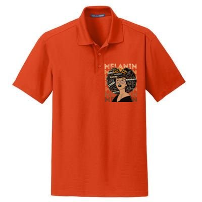 Black Strong Melanin Afro African American Meaningful Gift Dry Zone Grid Polo