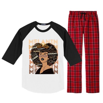 Black Strong Melanin Afro African American Meaningful Gift Raglan Sleeve Pajama Set