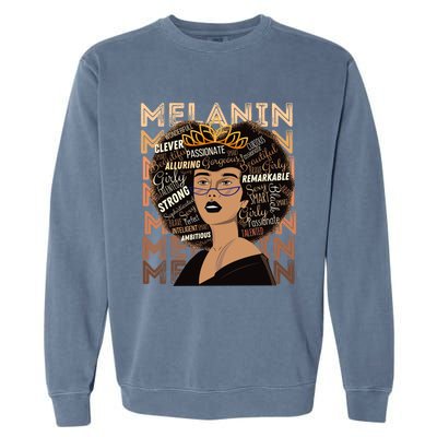 Black Strong Melanin Afro African American Meaningful Gift Garment-Dyed Sweatshirt