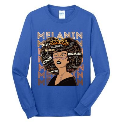 Black Strong Melanin Afro African American Meaningful Gift Tall Long Sleeve T-Shirt