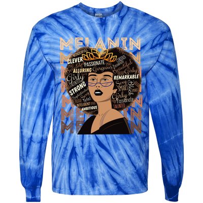 Black Strong Melanin Afro African American Meaningful Gift Tie-Dye Long Sleeve Shirt