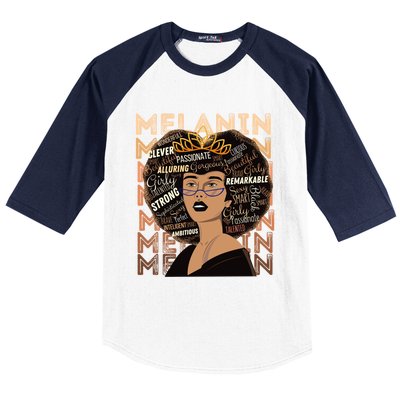 Black Strong Melanin Afro African American Meaningful Gift Baseball Sleeve Shirt