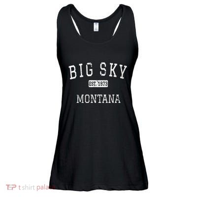 Big Sky Montana Mt Vintage Ladies Essential Flowy Tank