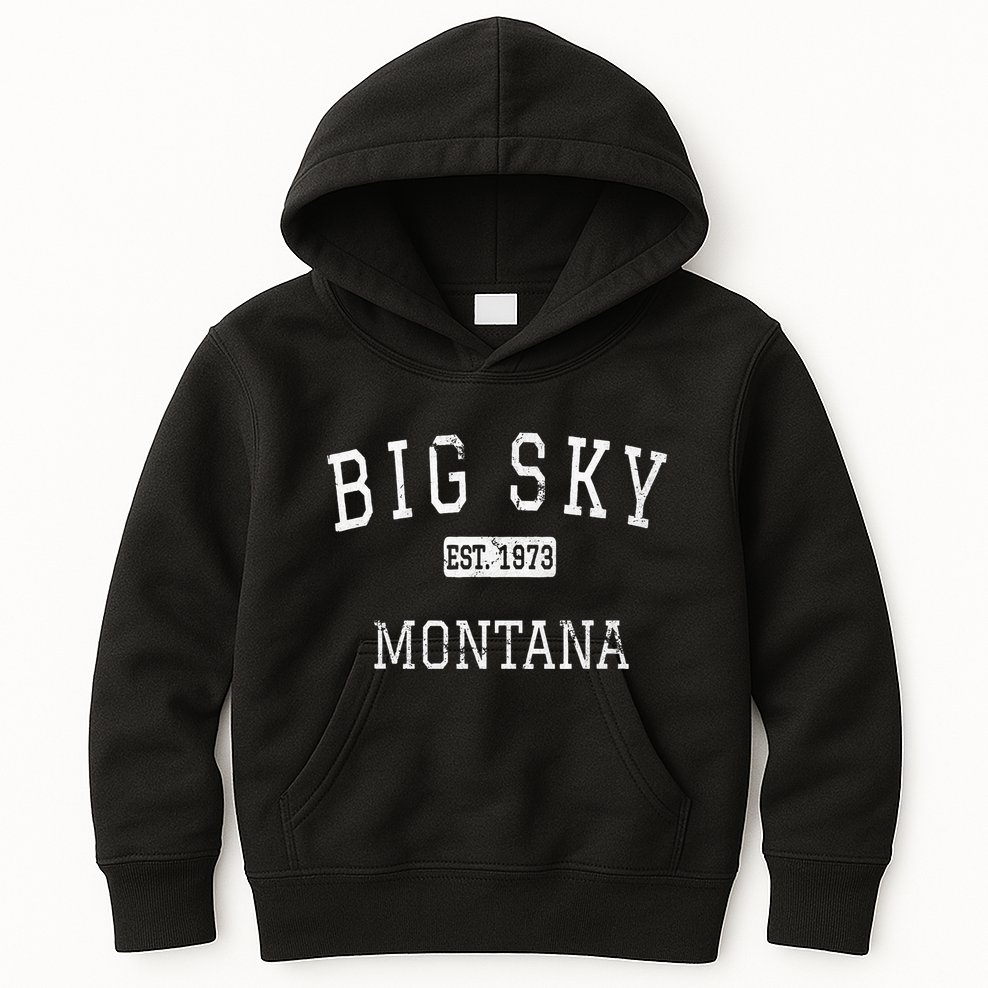 Big Sky Montana Mt Vintage Kids Hoodie