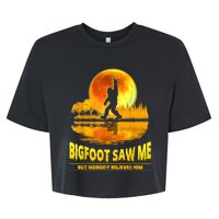 Bigfoot Saw Me But Nobody Believes Him Bigfoot Night Stroll Bella+Canvas Jersey Crop Tee