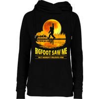 Bigfoot Saw Me But Nobody Believes Him Bigfoot Night Stroll Womens Funnel Neck Pullover Hood