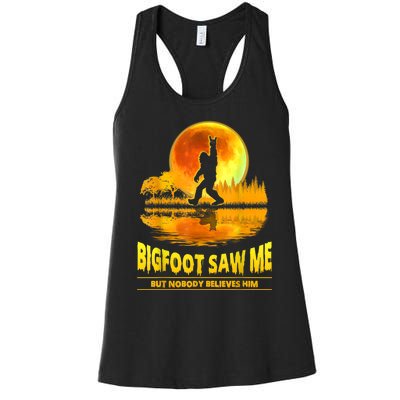 Bigfoot Saw Me But Nobody Believes Him Bigfoot Night Stroll Women's Racerback Tank