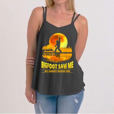 Bigfoot Saw Me But Nobody Believes Him Bigfoot Night Stroll Women's Strappy Tank