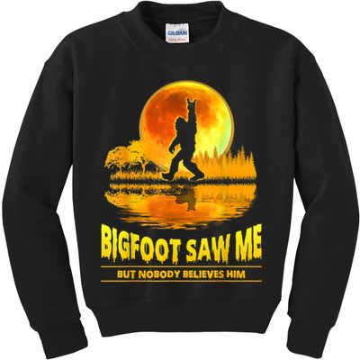 Bigfoot Saw Me But Nobody Believes Him Bigfoot Night Stroll Kids Sweatshirt