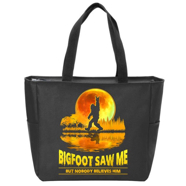 Bigfoot Saw Me But Nobody Believes Him Bigfoot Night Stroll Zip Tote Bag