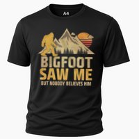 Bigfoot Saw Me But Nobody Believes Him Funny Sasquatch Cooling Performance Crew T-Shirt
