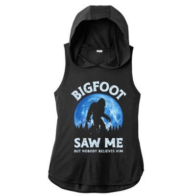 Bigfoot Saw Me But Nobody Believes Him Funny Sasquatch Retro Ladies PosiCharge Tri-Blend Wicking Draft Hoodie Tank