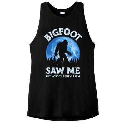 Bigfoot Saw Me But Nobody Believes Him Funny Sasquatch Retro Ladies PosiCharge Tri-Blend Wicking Tank