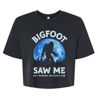 Bigfoot Saw Me But Nobody Believes Him Funny Sasquatch Retro Bella+Canvas Jersey Crop Tee