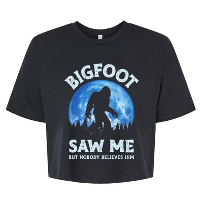 Bigfoot Saw Me But Nobody Believes Him Funny Sasquatch Retro Bella+Canvas Jersey Crop Tee