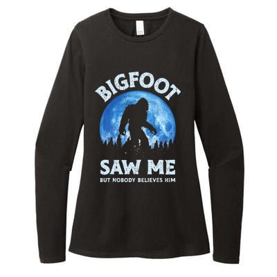 Bigfoot Saw Me But Nobody Believes Him Funny Sasquatch Retro Womens CVC Long Sleeve Shirt