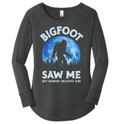 Bigfoot Saw Me But Nobody Believes Him Funny Sasquatch Retro Women's Perfect Tri Tunic Long Sleeve Shirt