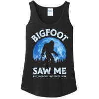 Bigfoot Saw Me But Nobody Believes Him Funny Sasquatch Retro Ladies Essential Tank