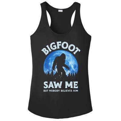 Bigfoot Saw Me But Nobody Believes Him Funny Sasquatch Retro Ladies PosiCharge Competitor Racerback Tank