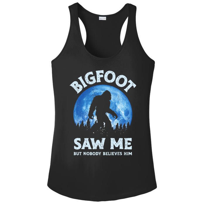 Bigfoot Saw Me But Nobody Believes Him Funny Sasquatch Retro Ladies PosiCharge Competitor Racerback Tank