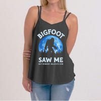 Bigfoot Saw Me But Nobody Believes Him Funny Sasquatch Retro Women's Strappy Tank