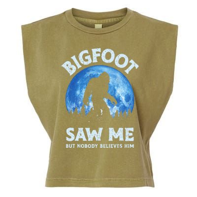 Bigfoot Saw Me But Nobody Believes Him Funny Sasquatch Retro Garment-Dyed Women's Muscle Tee