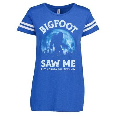 Bigfoot Saw Me But Nobody Believes Him Funny Sasquatch Retro Enza Ladies Jersey Football T-Shirt