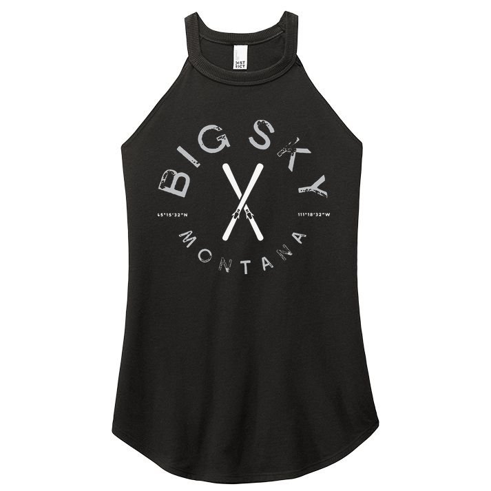 Big Sky Montana MT Vintage Sports Design Navy Women's Perfect Tri Rocker Tank