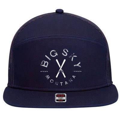 Big Sky Montana MT Vintage Sports Design Navy 7 Panel Mesh Trucker Snapback Hat